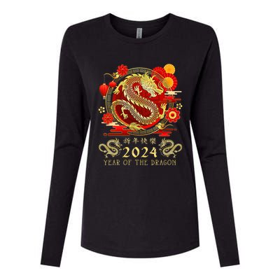 Chinese New Year 2024 Year Of The Dragon Happy New Year 2024 Womens Cotton Relaxed Long Sleeve T-Shirt