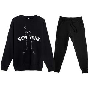 Cool New York City Statue Of Liberty  Premium Crewneck Sweatsuit Set