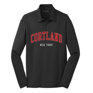 Cortland New York Varsity Sports Style  Silk Touch Performance Long Sleeve Polo