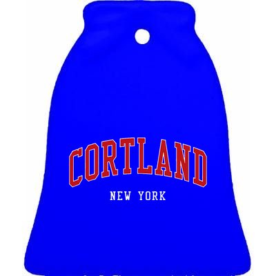 Cortland New York Varsity Sports Style  Ceramic Bell Ornament