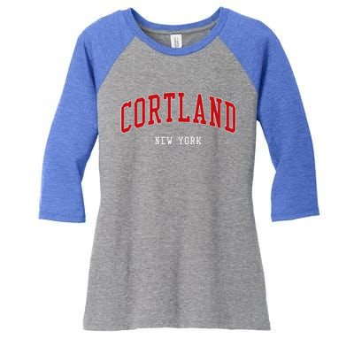 Cortland New York Varsity Sports Style  Women's Tri-Blend 3/4-Sleeve Raglan Shirt