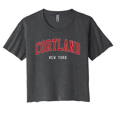 Cortland New York Varsity Sports Style  Women's Crop Top Tee