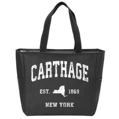 Carthage New York Ny Vintage Athletic Zip Tote Bag