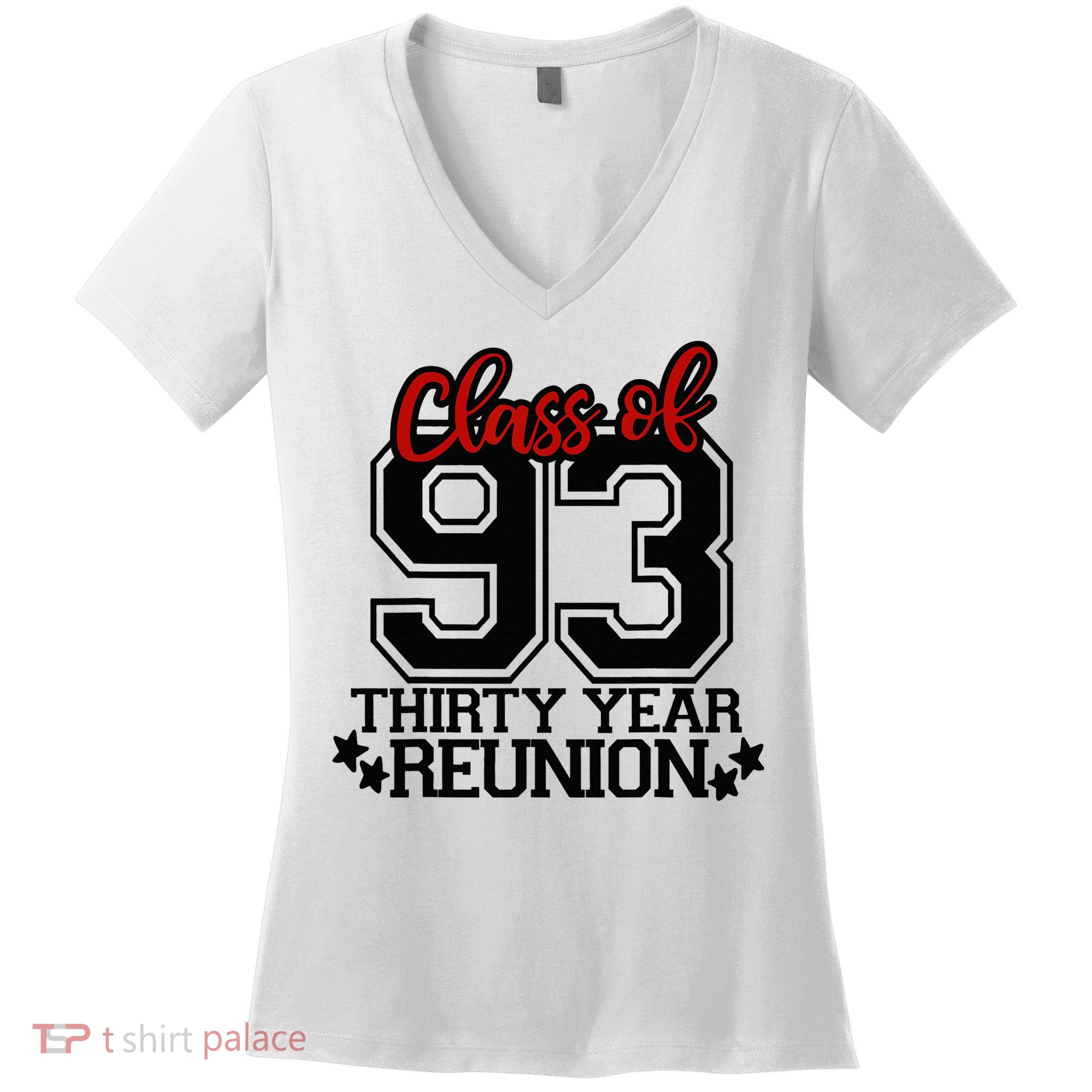 Class of 1993 group reunion30 year 93 school spirit Women's V-Neck T-Shirt