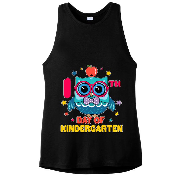 Cute Owl 100th Day Of Kindergarten Ladies PosiCharge Tri-Blend Wicking Tank