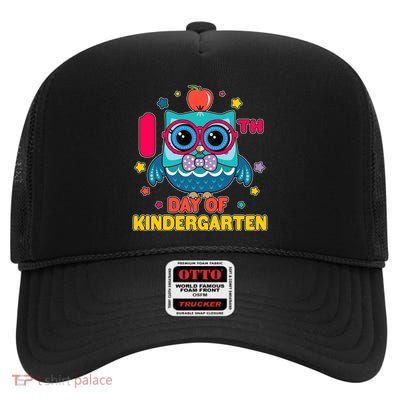 Cute Owl 100th Day Of Kindergarten High Crown Mesh Back Trucker Hat