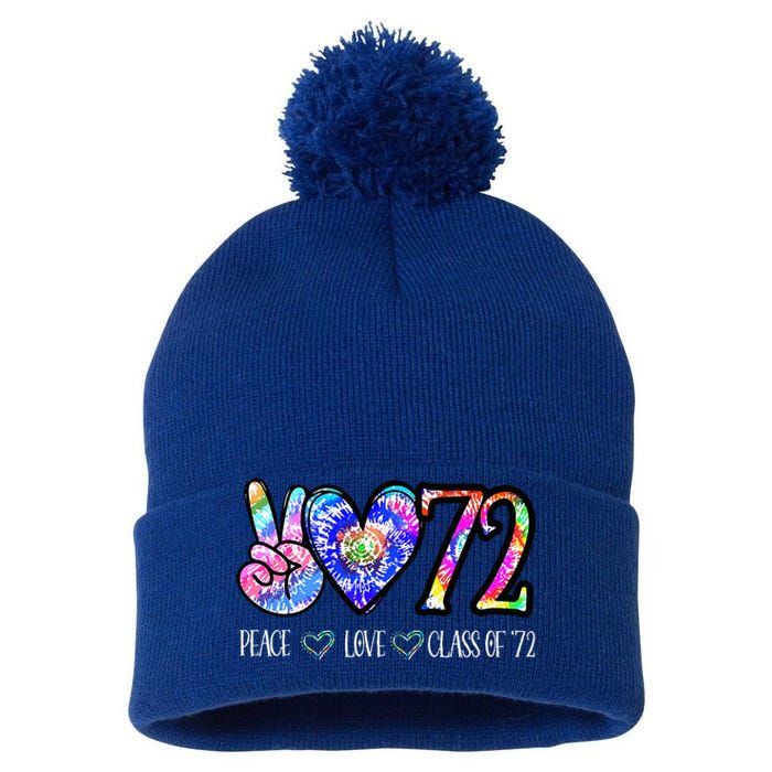 Class Of 1972 50th Class Reunion Tie Dye Senior Graduation Pom Pom 12in Knit Beanie