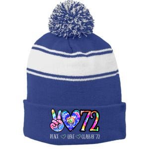 Class Of 1972 50th Class Reunion Tie Dye Senior Graduation Stripe Pom Pom Beanie