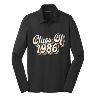 Class Of 1986 High School Reunion Vintage Silk Touch Performance Long Sleeve Polo