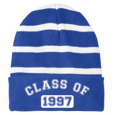 Class Of 1997 School Reunion Design With White Text Striped Beanie with Solid Band