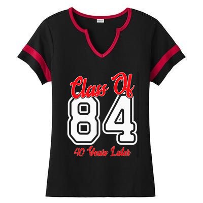 Class Of 1984 40th Reunion High School College Graduation Ladies Halftime Notch Neck Tee