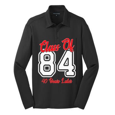 Class Of 1984 40th Reunion High School College Graduation Silk Touch Performance Long Sleeve Polo