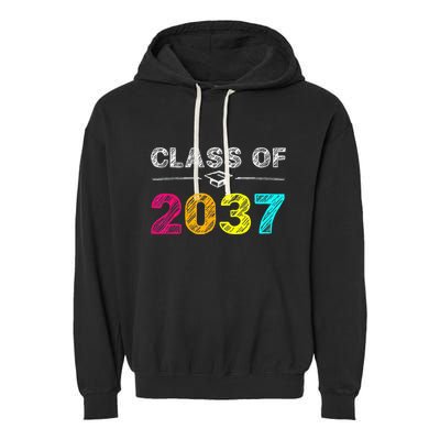 Class Of 2037 Grow With Me First Day Of School Graduation Garment-Dyed Fleece Hoodie