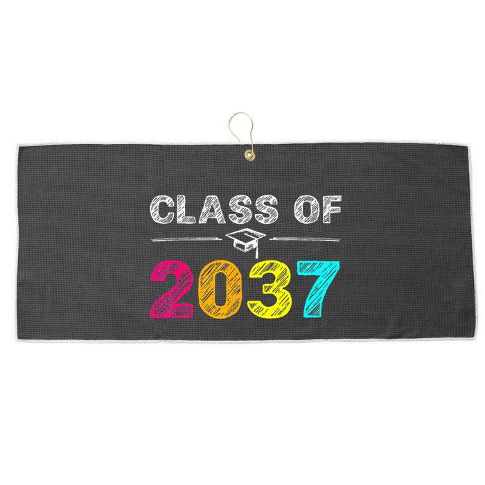 Class Of 2037 Grow With Me First Day Of School Graduation Large Microfiber Waffle Golf Towel