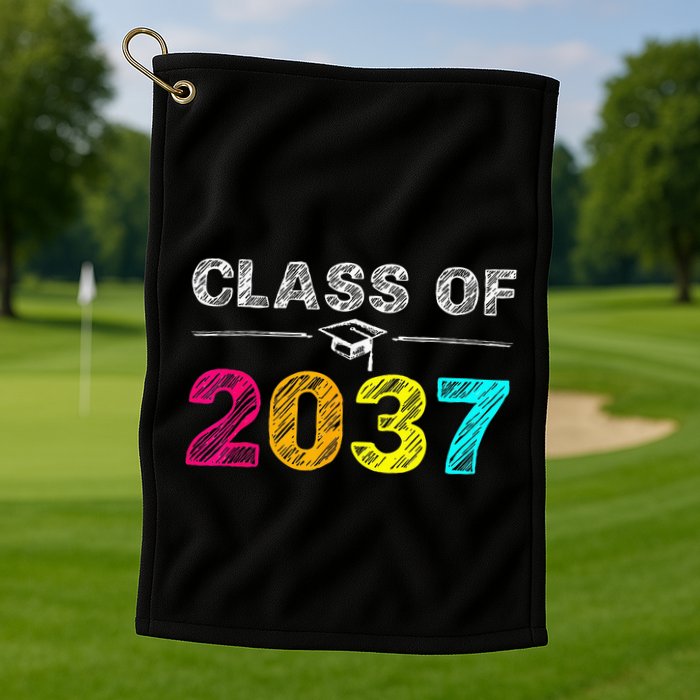 Class Of 2037 Grow With Me First Day Of School Graduation Golf Towel