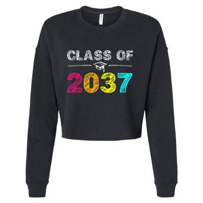 Class Of 2037 Grow With Me First Day Of School Graduation Cropped Pullover Crew