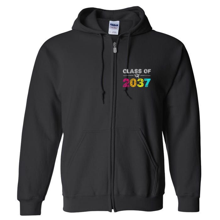 Class Of 2037 Grow With Me First Day Of School Graduation Full Zip Hoodie