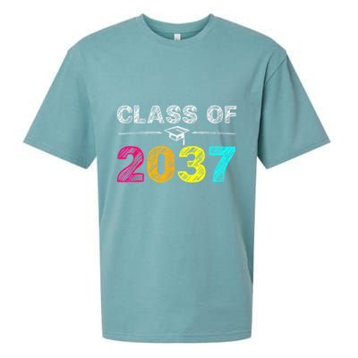 Class Of 2037 Grow With Me First Day Of School Graduation Sueded Cloud Jersey T-Shirt
