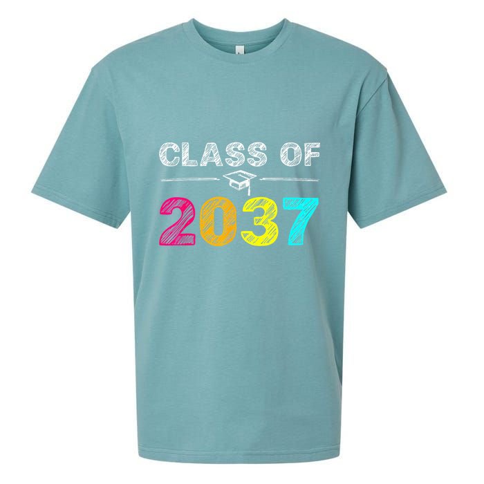 Class Of 2037 Grow With Me First Day Of School Graduation Sueded Cloud Jersey T-Shirt