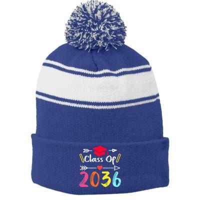 Class Of 2036 Grow With Me First Day Of Kindergarten Gifts Stripe Pom Pom Beanie