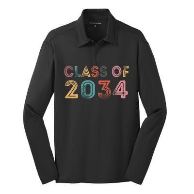 Class Of 2034 Grow With Me First Day Of School Graduation Gift Silk Touch Performance Long Sleeve Polo