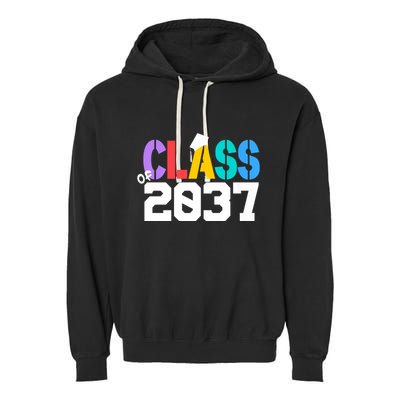 Class Of 2037 Grow With Me First Day Of School Graduation V Garment-Dyed Fleece Hoodie