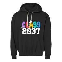 Class Of 2037 Grow With Me First Day Of School Graduation V Garment-Dyed Fleece Hoodie