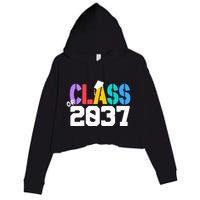 Class Of 2037 Grow With Me First Day Of School Graduation V Crop Fleece Hoodie