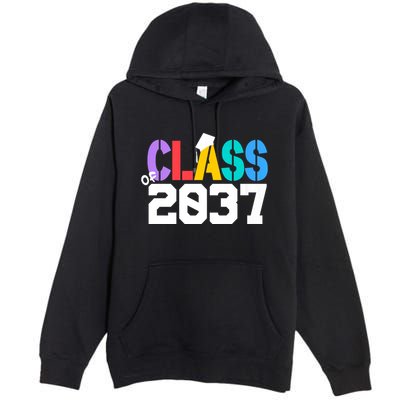 Class Of 2037 Grow With Me First Day Of School Graduation V Premium Pullover Hoodie