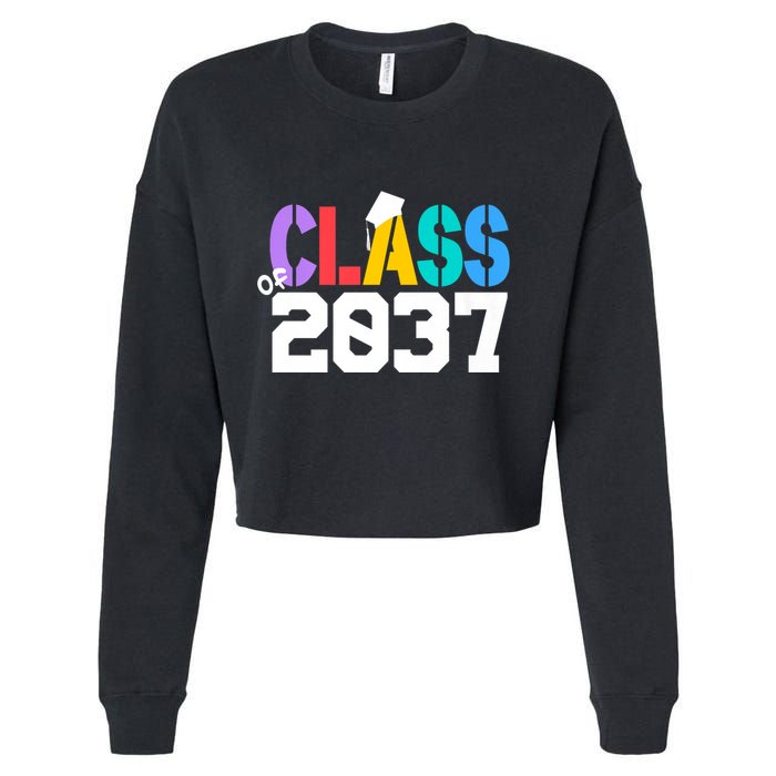 Class Of 2037 Grow With Me First Day Of School Graduation V Cropped Pullover Crew