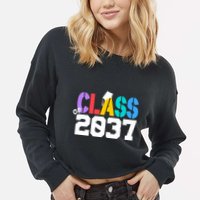 Class Of 2037 Grow With Me First Day Of School Graduation V Cropped Pullover Crew