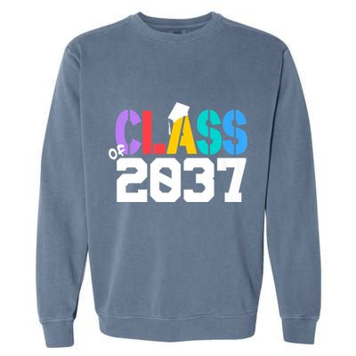 Class Of 2037 Grow With Me First Day Of School Graduation V Garment-Dyed Sweatshirt