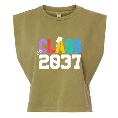 Class Of 2037 Grow With Me First Day Of School Graduation V Garment-Dyed Women's Muscle Tee