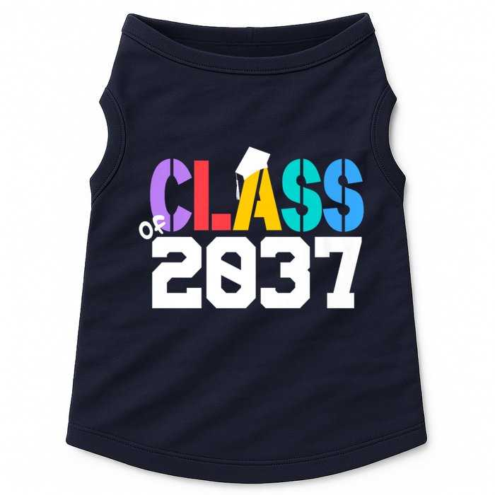 Class Of 2037 Grow With Me First Day Of School Graduation V Doggie Tank