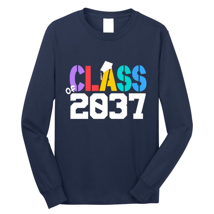 Class Of 2037 Grow With Me First Day Of School Graduation V Long Sleeve Shirt