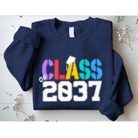 Class Of 2037 Grow With Me First Day Of School Graduation V Sweatshirt