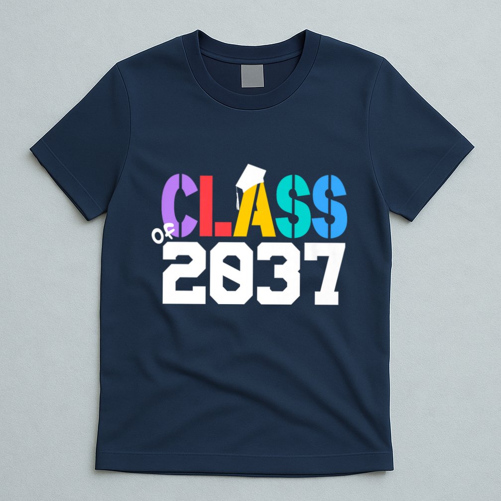 Class Of 2037 Grow With Me First Day Of School Graduation V T-Shirt