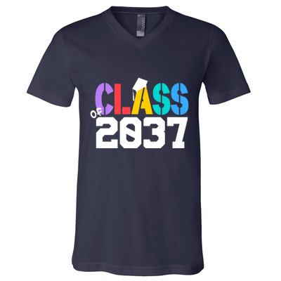 Class Of 2037 Grow With Me First Day Of School Graduation V V-Neck T-Shirt