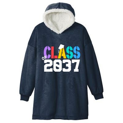 Class Of 2037 Grow With Me First Day Of School Graduation V Hooded Wearable Blanket