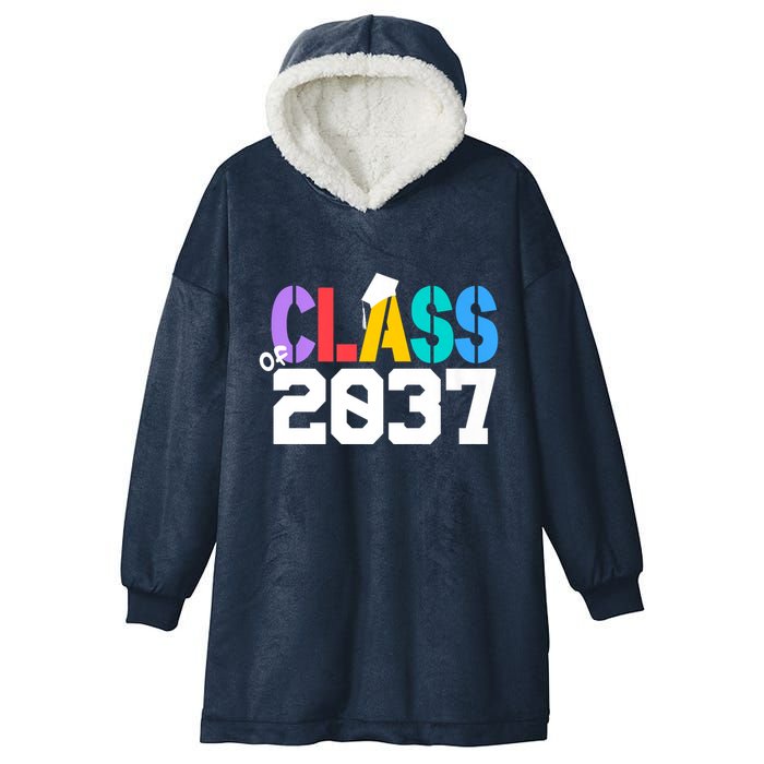 Class Of 2037 Grow With Me First Day Of School Graduation V Hooded Wearable Blanket