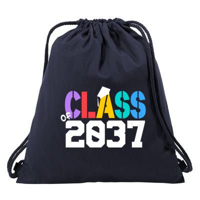 Class Of 2037 Grow With Me First Day Of School Graduation V Drawstring Bag