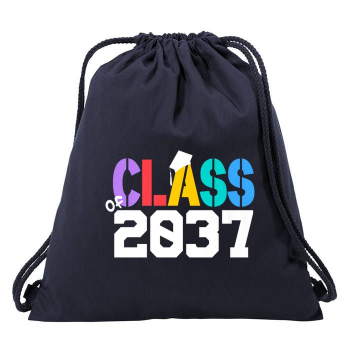 Class Of 2037 Grow With Me First Day Of School Graduation V Drawstring Bag