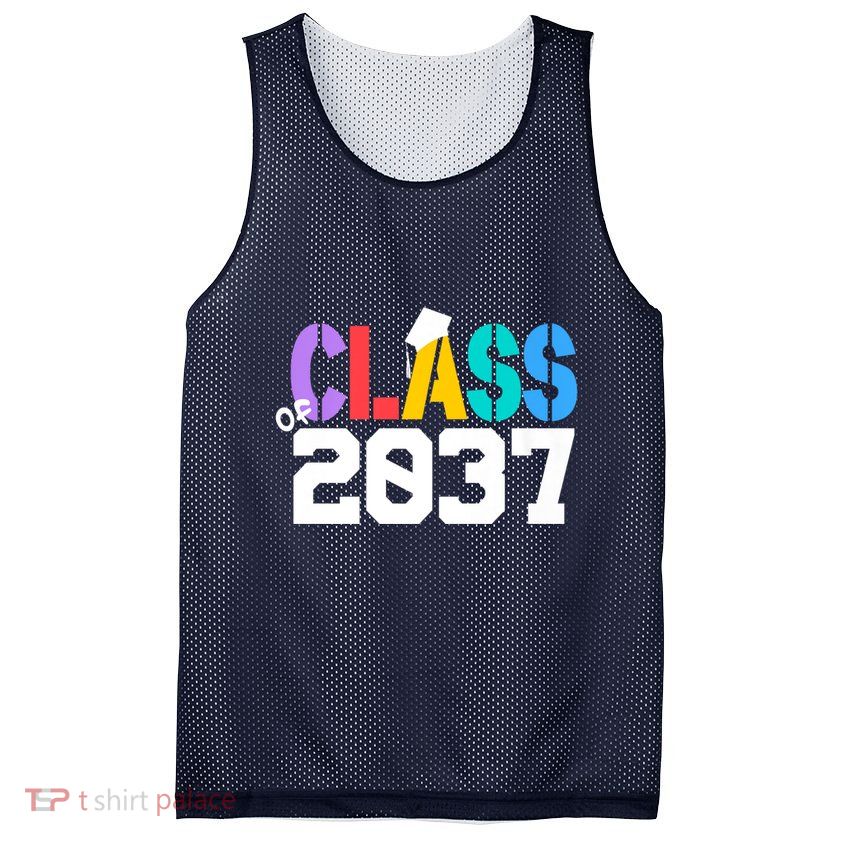 Class Of 2037 Grow With Me First Day Of School Graduation V Mesh Reversible Basketball Jersey Tank