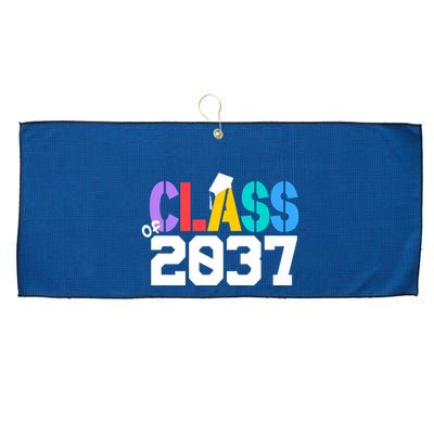 Class Of 2037 Grow With Me First Day Of School Graduation V Large Microfiber Waffle Golf Towel