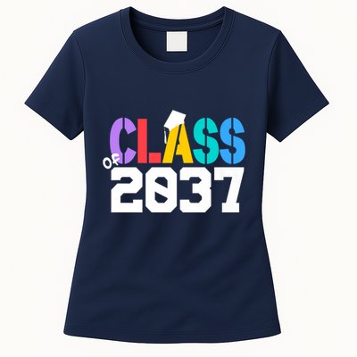 Class Of 2037 Grow With Me First Day Of School Graduation V Womens T-Shirt
