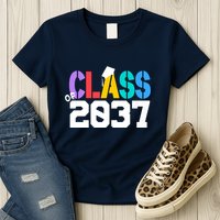 Class Of 2037 Grow With Me First Day Of School Graduation V Womens T-Shirt