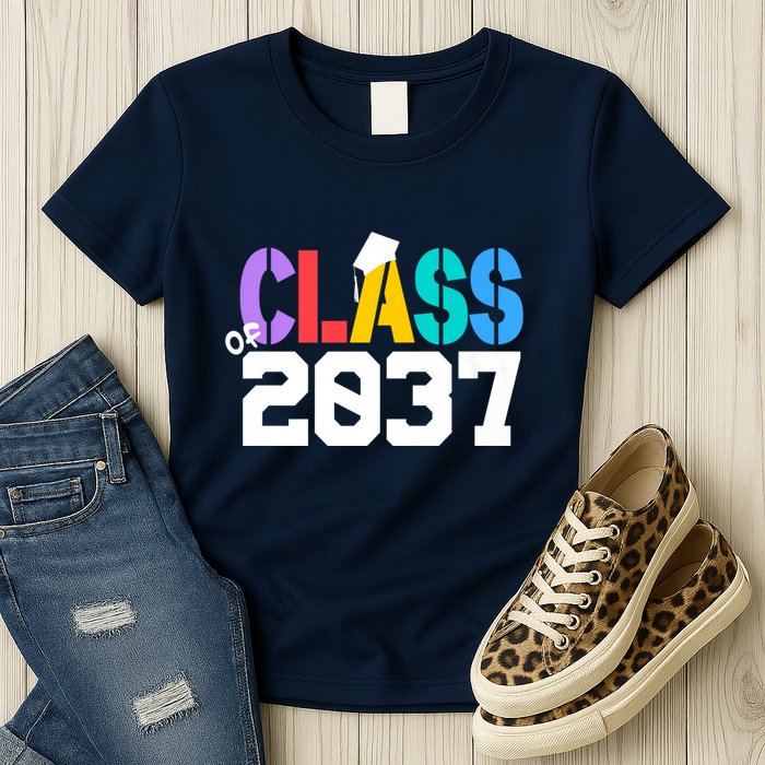 Class Of 2037 Grow With Me First Day Of School Graduation V Womens T-Shirt