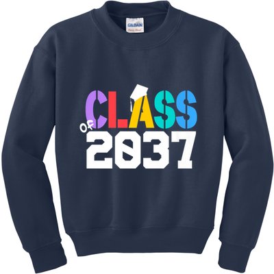 Class Of 2037 Grow With Me First Day Of School Graduation V Kids Sweatshirt