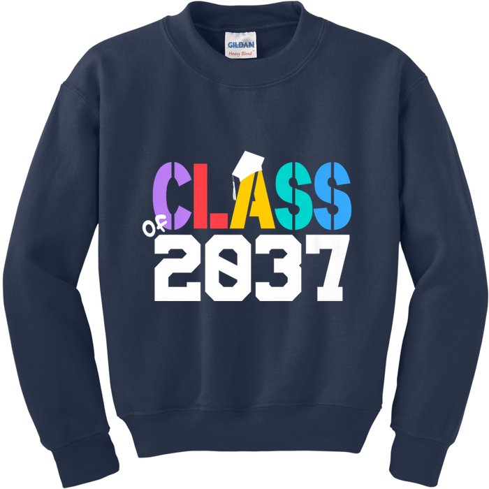 Class Of 2037 Grow With Me First Day Of School Graduation V Kids Sweatshirt