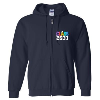 Class Of 2037 Grow With Me First Day Of School Graduation V Full Zip Hoodie